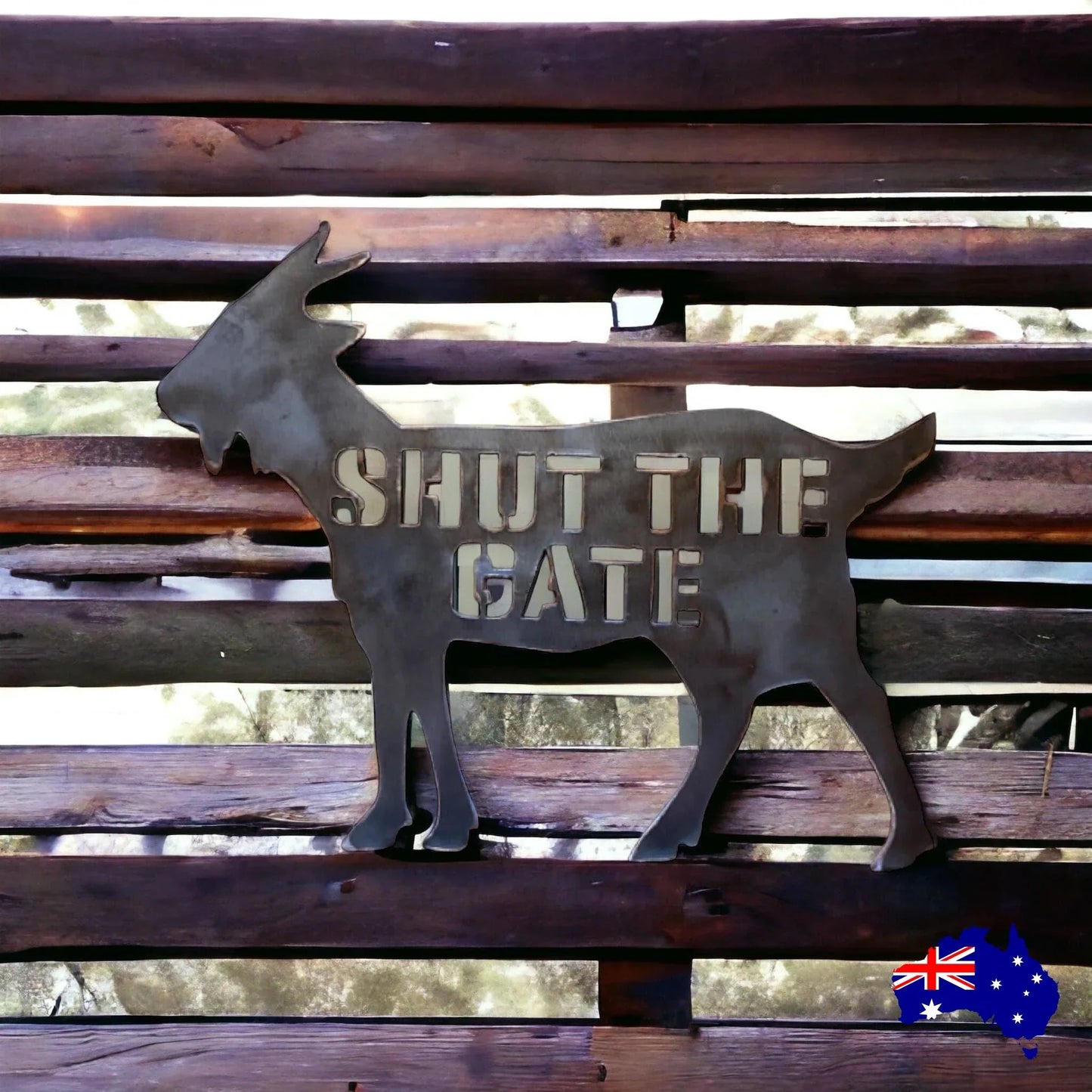 Goat Shut The Gate Steel Metal Sign - The Renmy Store Homewares & Gifts 