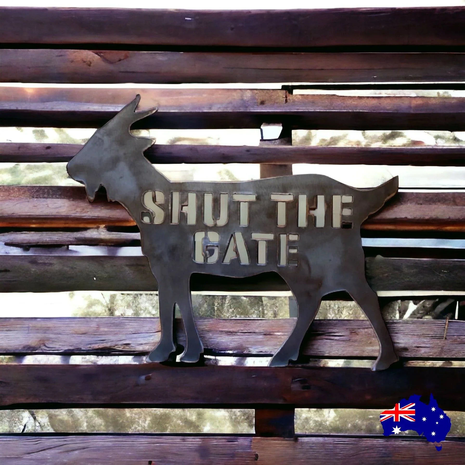 Goat Shut The Gate Steel Metal Sign - The Renmy Store Homewares & Gifts 
