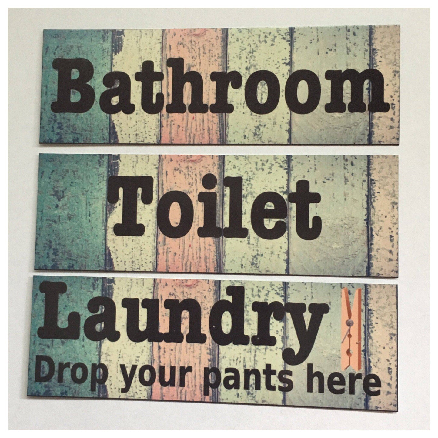 Rustic Colourful Timber Look Door Room Sign Toilet Laundry Bathroom - The Renmy Store Homewares & Gifts 