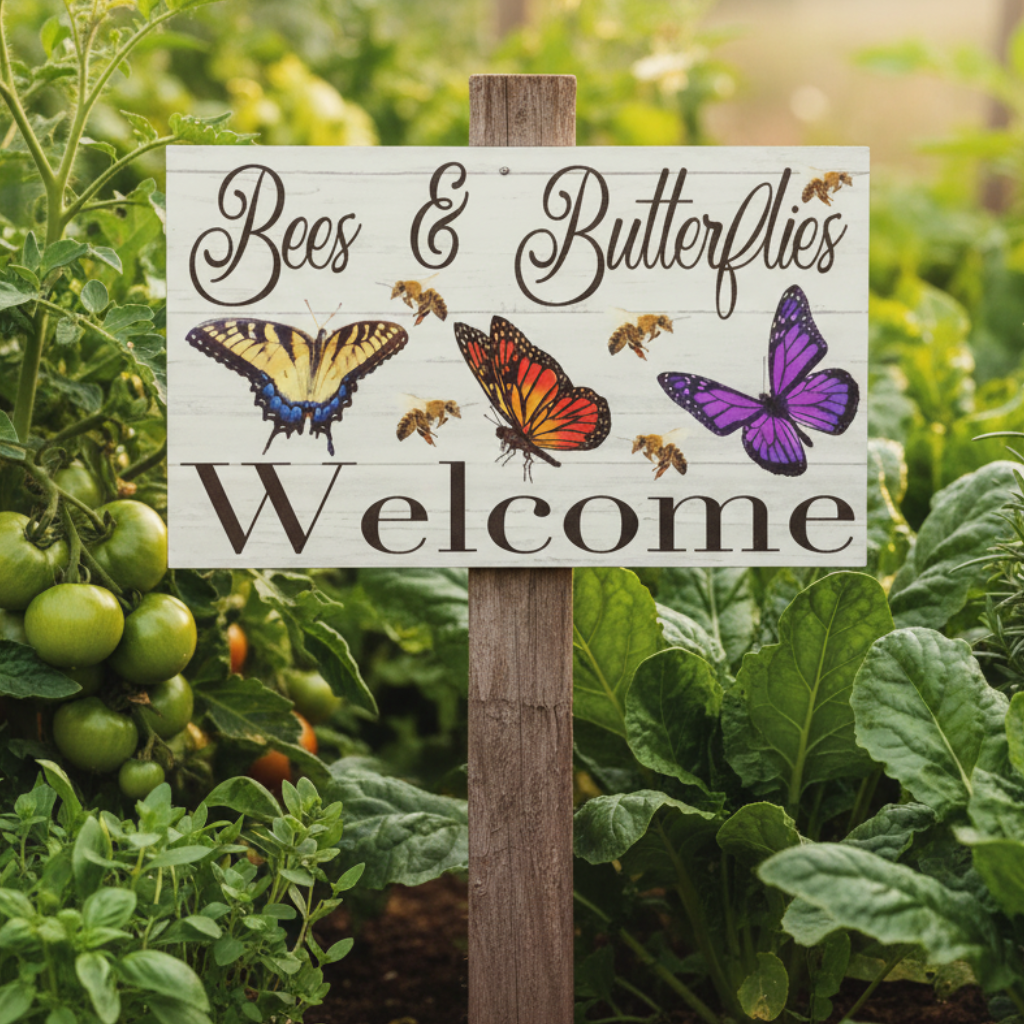 Bees & Butterflies Welcome Sign Garden Aussie Made