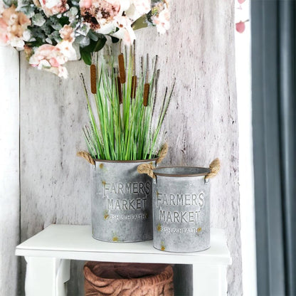 Farmers Market Vintage Bucket Planter Vase Set - The Renmy Store Homewares & Gifts 