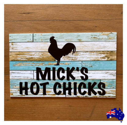 Rooster Chicken Custom Personalised Sign Rustic Blue - The Renmy Store Homewares & Gifts 