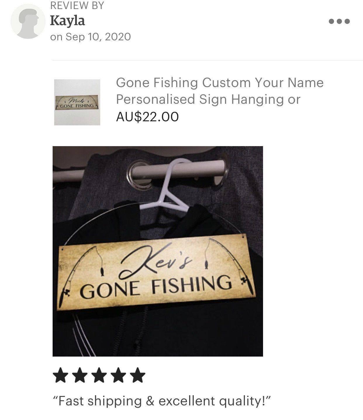 Gone Fishing Custom Personalised Sign - The Renmy Store Homewares & Gifts 