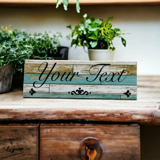 Custom Personalised Your Text Rustic Blue Sign