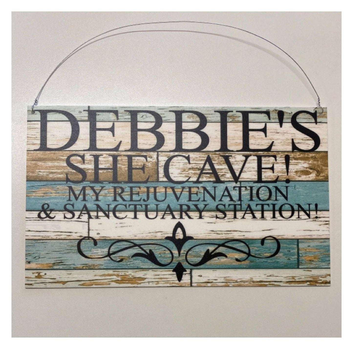 Custom Personalised Blue Timber Look Sign - The Renmy Store Homewares & Gifts 