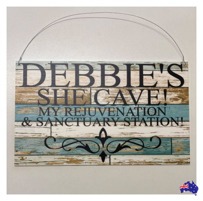 Custom Personalised Blue Timber Look Sign - The Renmy Store Homewares & Gifts 