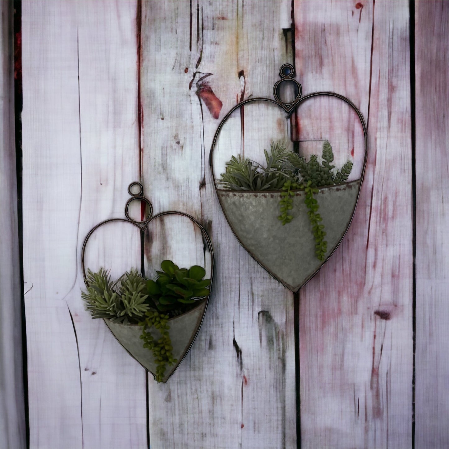 Heart Hanging Set Rustic Planter Pot
