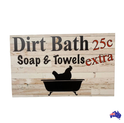 Chicken Dirt Bath Bathroom Sign - The Renmy Store Homewares & Gifts 