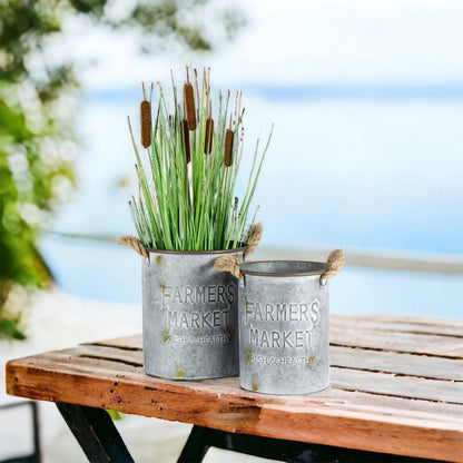 Farmers Market Vintage Bucket Planter Vase Set - The Renmy Store Homewares & Gifts 