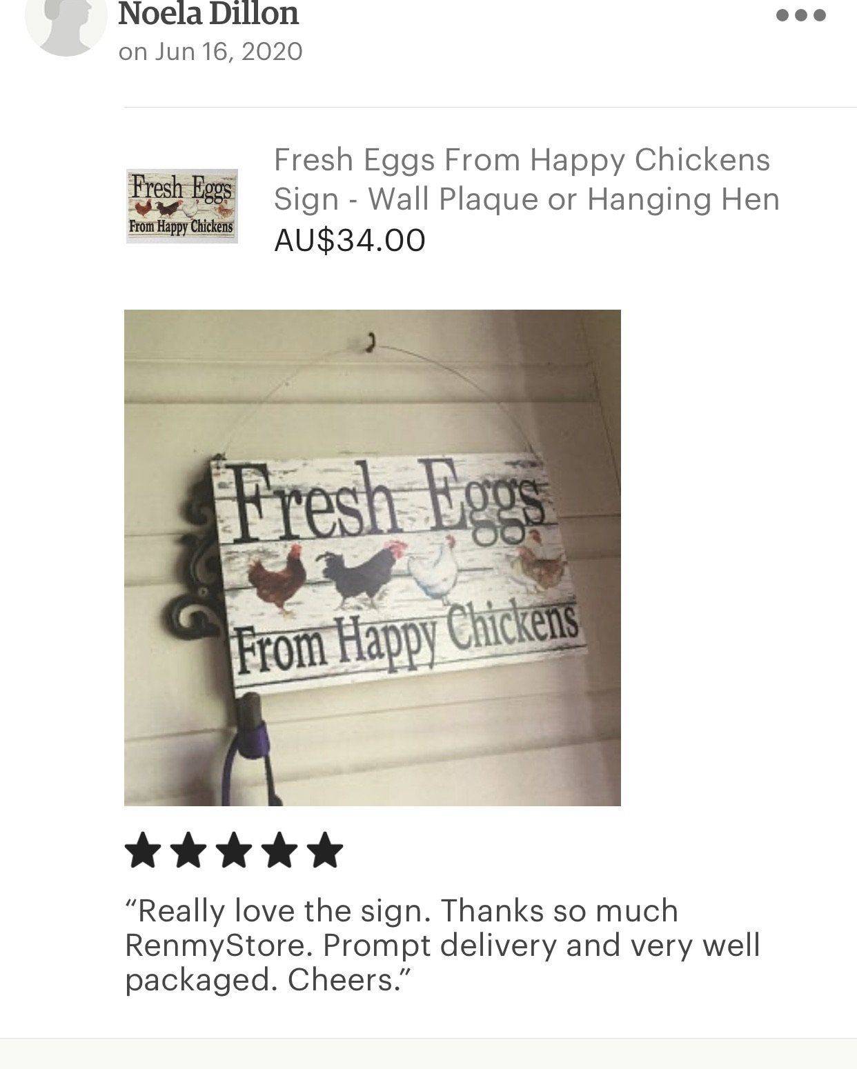 Fresh Eggs From Happy Chickens Sign - The Renmy Store Homewares & Gifts 