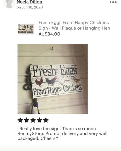 Fresh Eggs From Happy Chickens Sign - The Renmy Store Homewares & Gifts 