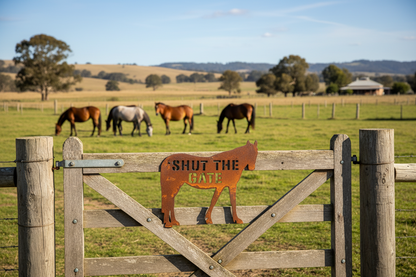 Custom Horse Gate Sign - Personalised Rusty Metal Steel Sign - Australian Made