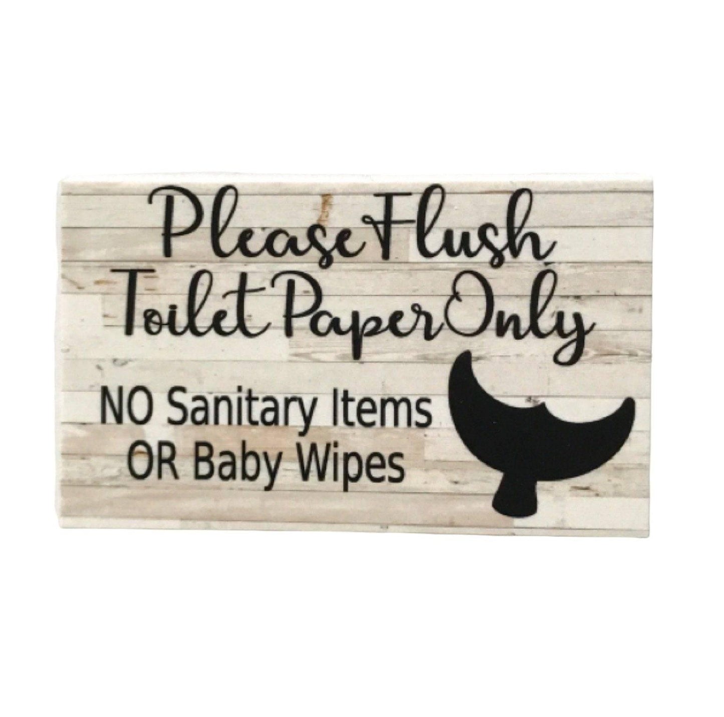 Flush Toilet Paper Only No Sanitary Baby Wipes Whale Sign - The Renmy Store Homewares & Gifts 