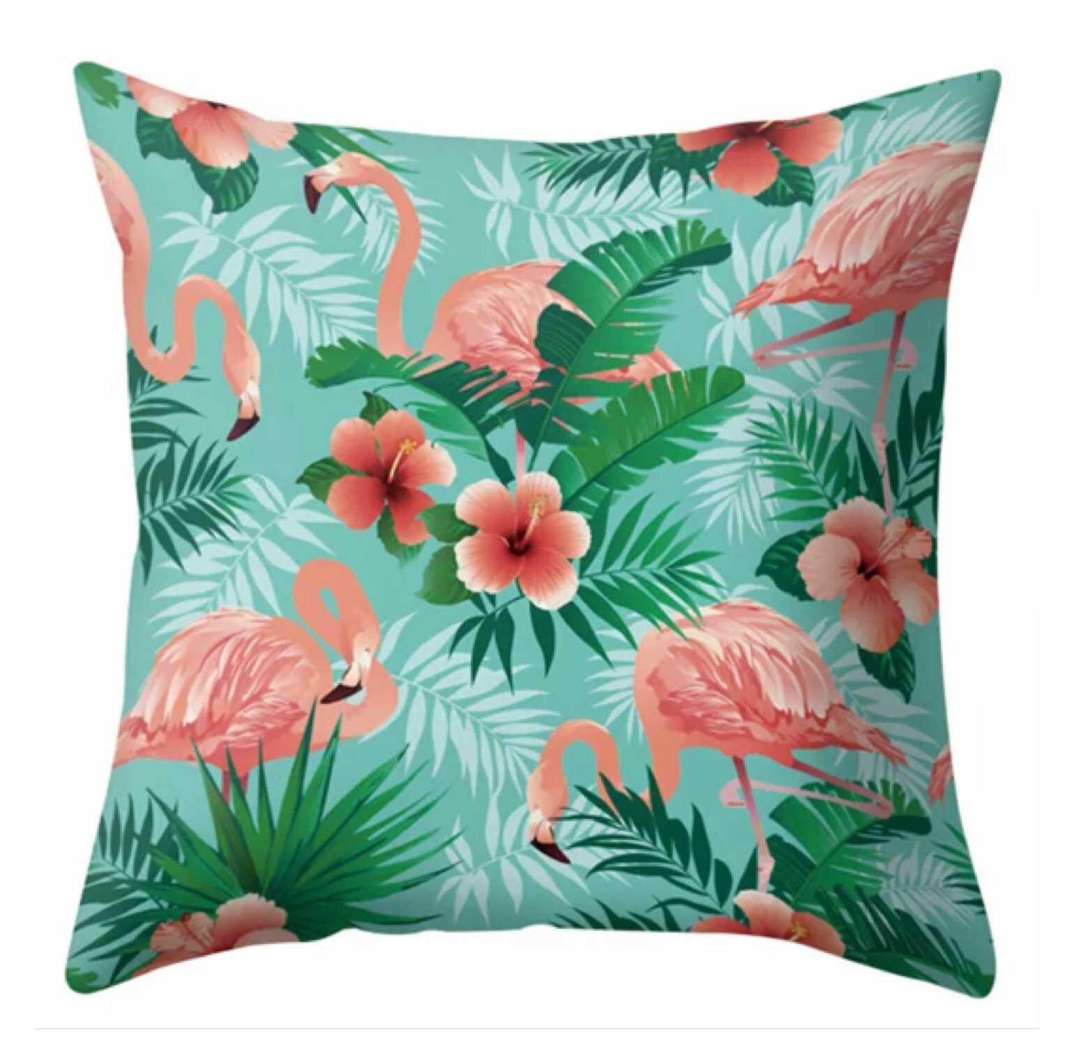 Cushion Pillow Flamingo Bird & Hibiscus Flower - The Renmy Store Homewares & Gifts 