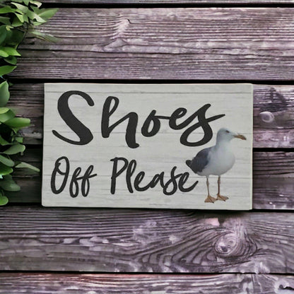 Shoes Off Please Coastal Seagull Sign - The Renmy Store Homewares & Gifts 