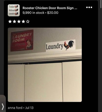 Rooster Toilet Laundry Bathroom Sign - The Renmy Store Homewares & Gifts 