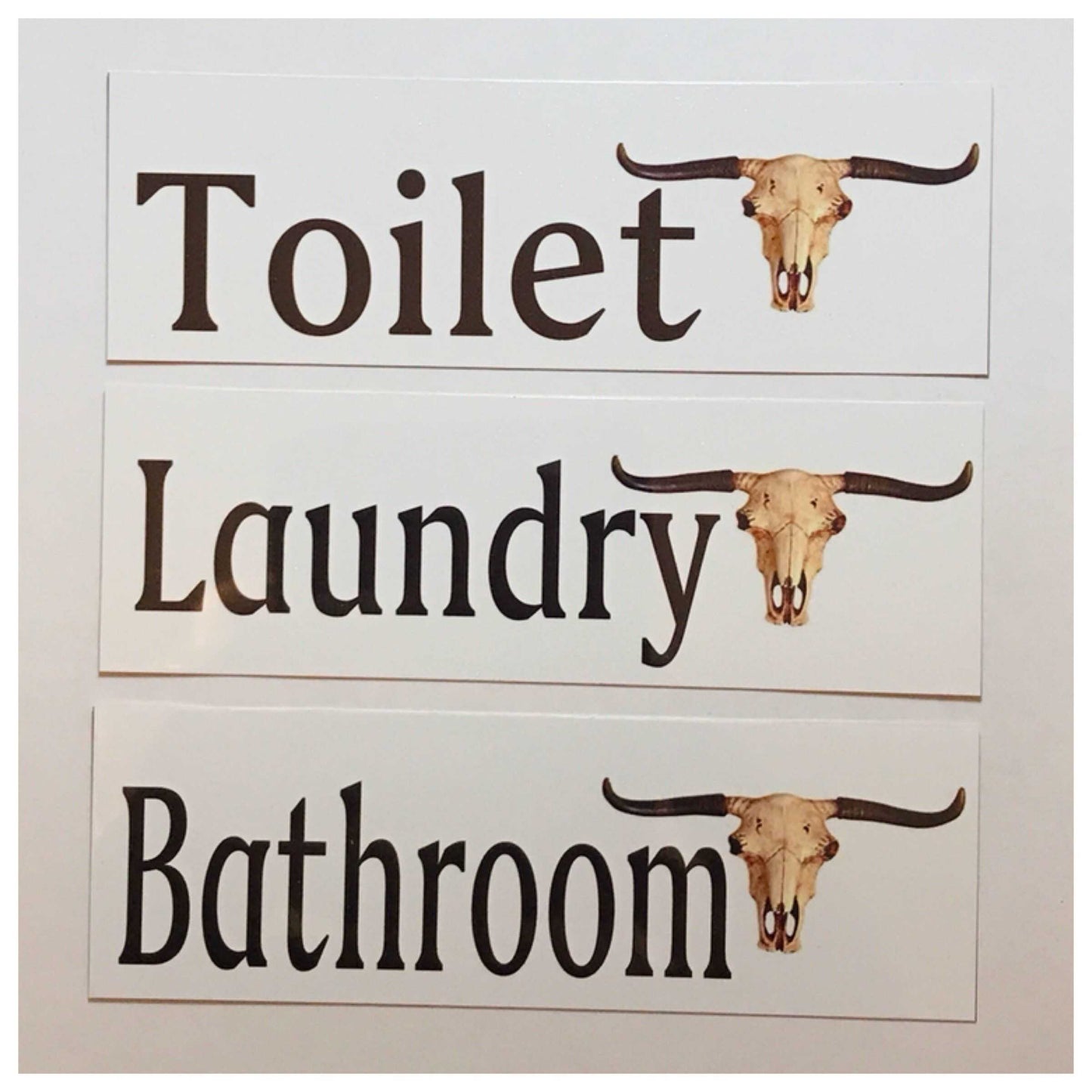 Longhorn Cow Skull Toilet Laundry Bathroom Door Sign - The Renmy Store Homewares & Gifts 