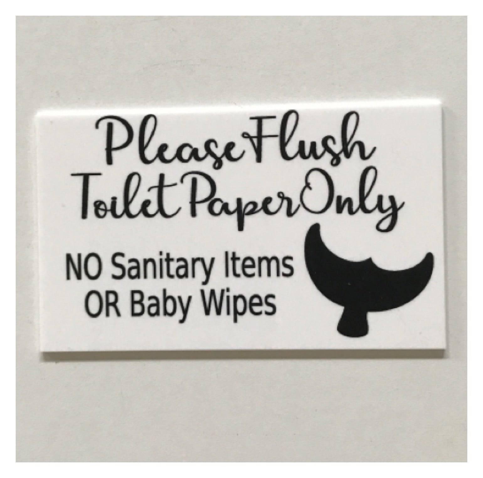 Toilet Paper Only No Sanitary Baby Wipes Whale White Sign - The Renmy Store Homewares & Gifts 