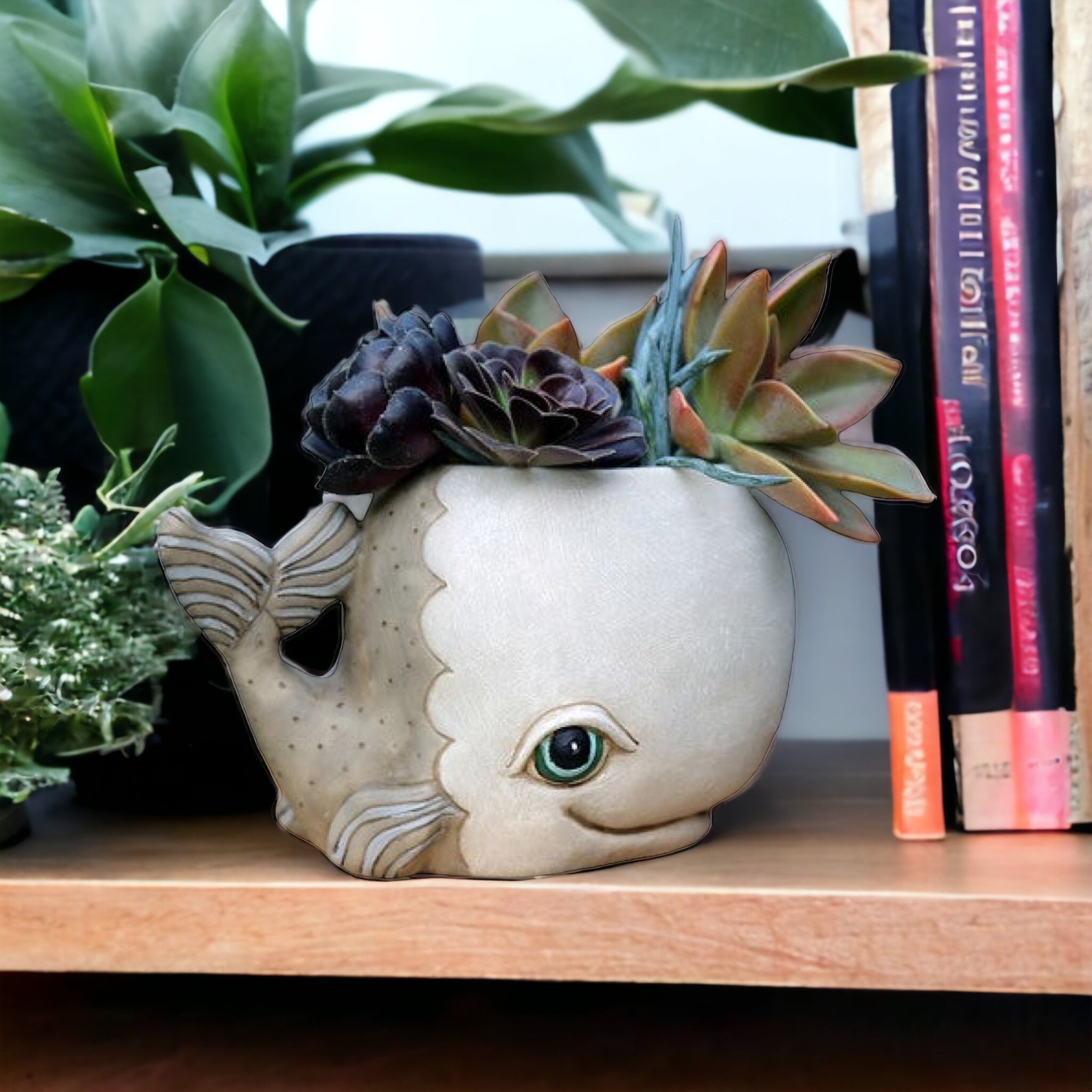 Whale Grey Funky Pot Planter Large - The Renmy Store Homewares & Gifts 