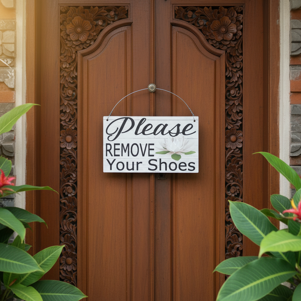 Please Remove Your Shoes Lotus Flower Sign Wood Acrylic Aussie