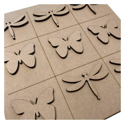 Tic Tac Toe Noughts Crosses Wood DIY Craft Butterfly Dragonfly - The Renmy Store Homewares & Gifts 