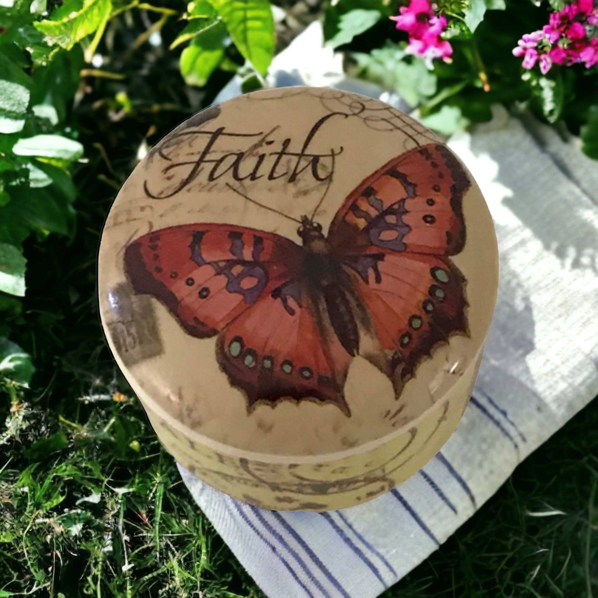 Ceramic Red Faith Butterfly Container - The Renmy Store Homewares & Gifts 