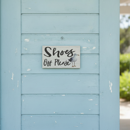 Shoes Off Please Coastal Seagull Sign Aussie Made