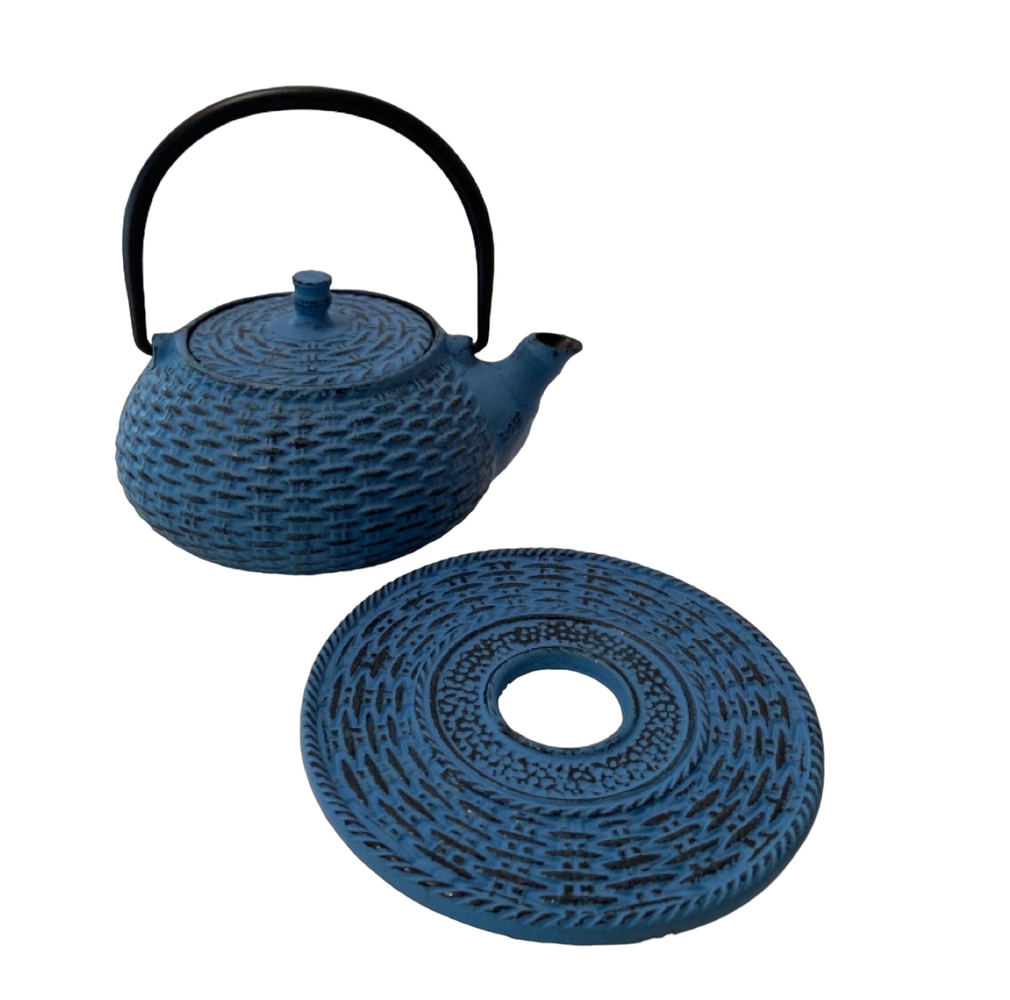 Teapot Cast Iron Blue Vintage