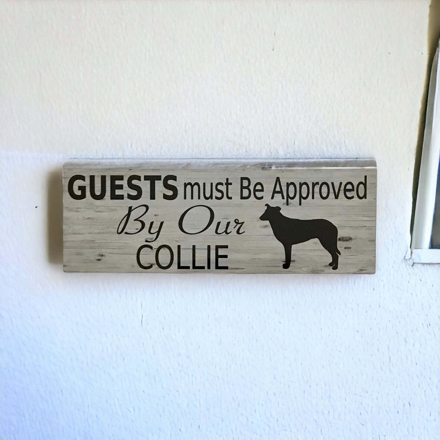 Border Collie Dog Guests Must Be Approved By Our Smooth Coat Sign