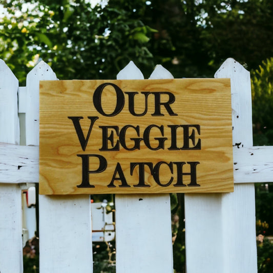 Our Veggie Patch Rustic Timber Look Sign - The Renmy Store Homewares & Gifts 