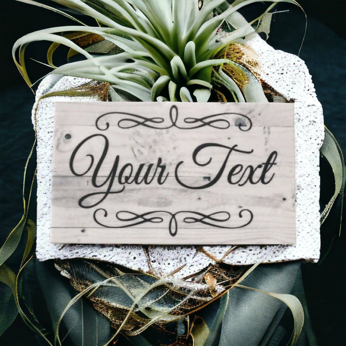 Custom Personalised Your Text Grey Scrolls Sign - The Renmy Store Homewares & Gifts 