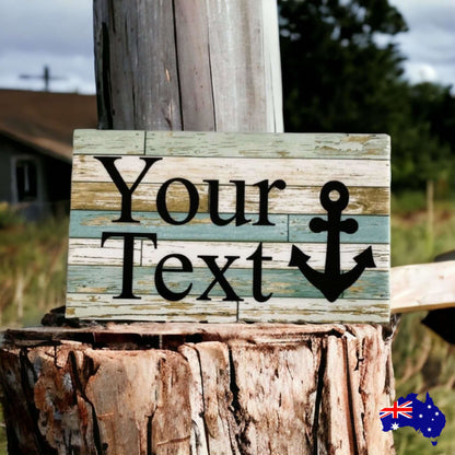 Anchor Nautical Blue Boat Custom Personalised Sign - The Renmy Store Homewares & Gifts 