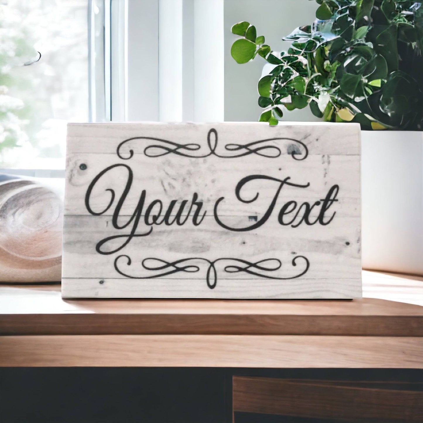 Custom Personalised Your Text Grey Scrolls Sign - The Renmy Store Homewares & Gifts 