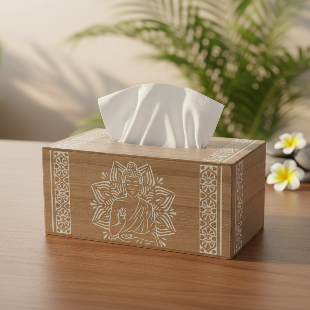 Tissue Box Cover Lotus Buddha approx 25cm | Boho Decor