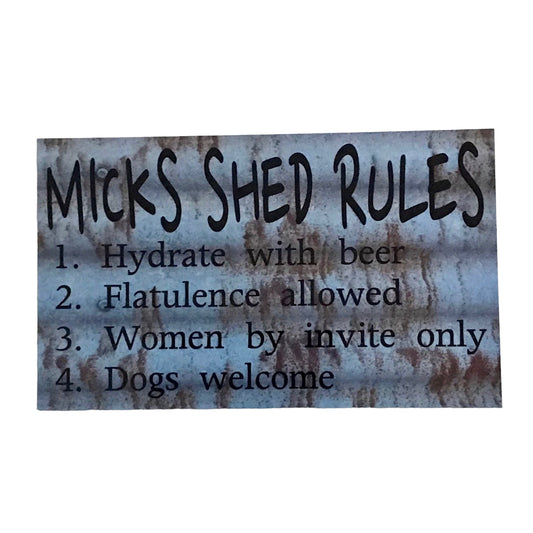 Shed Rules Custom Your Name Man Shed Garage Sign