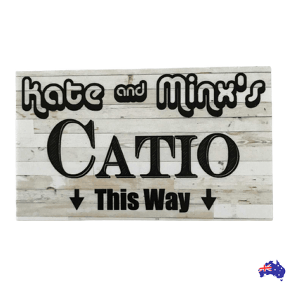 Cat Catio Enclosure Run Custom Personalised Name Sign - The Renmy Store Homewares & Gifts 