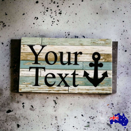 Anchor Nautical Blue Boat Custom Personalised Sign - The Renmy Store Homewares & Gifts 