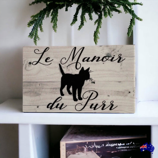 Cat Le Manoir Du Purr French Sign - The Renmy Store Homewares & Gifts 