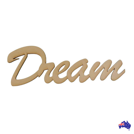 Dream MDF Shape Word Raw Wooden Wall Art - The Renmy Store Homewares & Gifts 