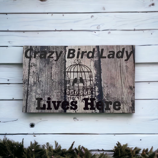 Crazy Bird Lady Lives Here Sign