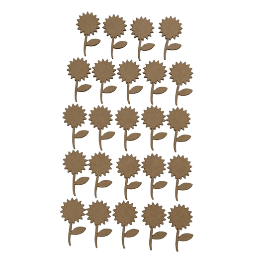 Flower Sunflower Flowers Craft Set of 24 DIY Raw MDF Timber - The Renmy Store Homewares & Gifts 