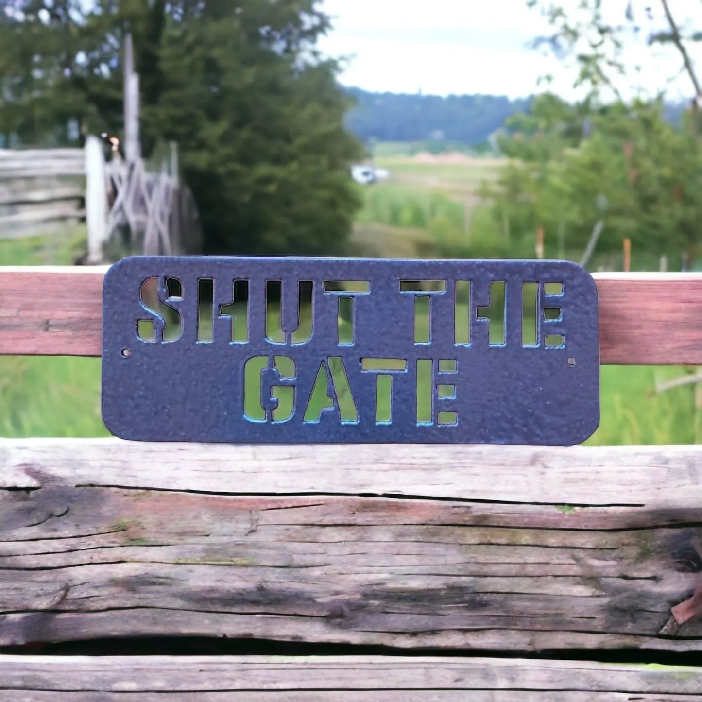 Shut The Gate Steel Metal Painted Sign - The Renmy Store Homewares & Gifts 