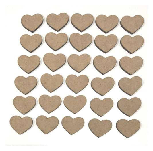 Heart Hearts Set of 30 MDF Wooden DIY Craft 2.5cm - The Renmy Store Homewares & Gifts 