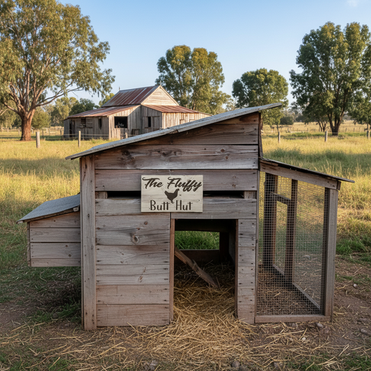 Fluffy Butt Hut Chicken Coop Sign - Large Format Signage - No Drill - Australian Made