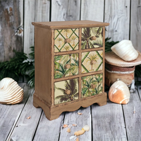 Table Top Draws Storage Rustic Palm Trees - The Renmy Store Homewares & Gifts 