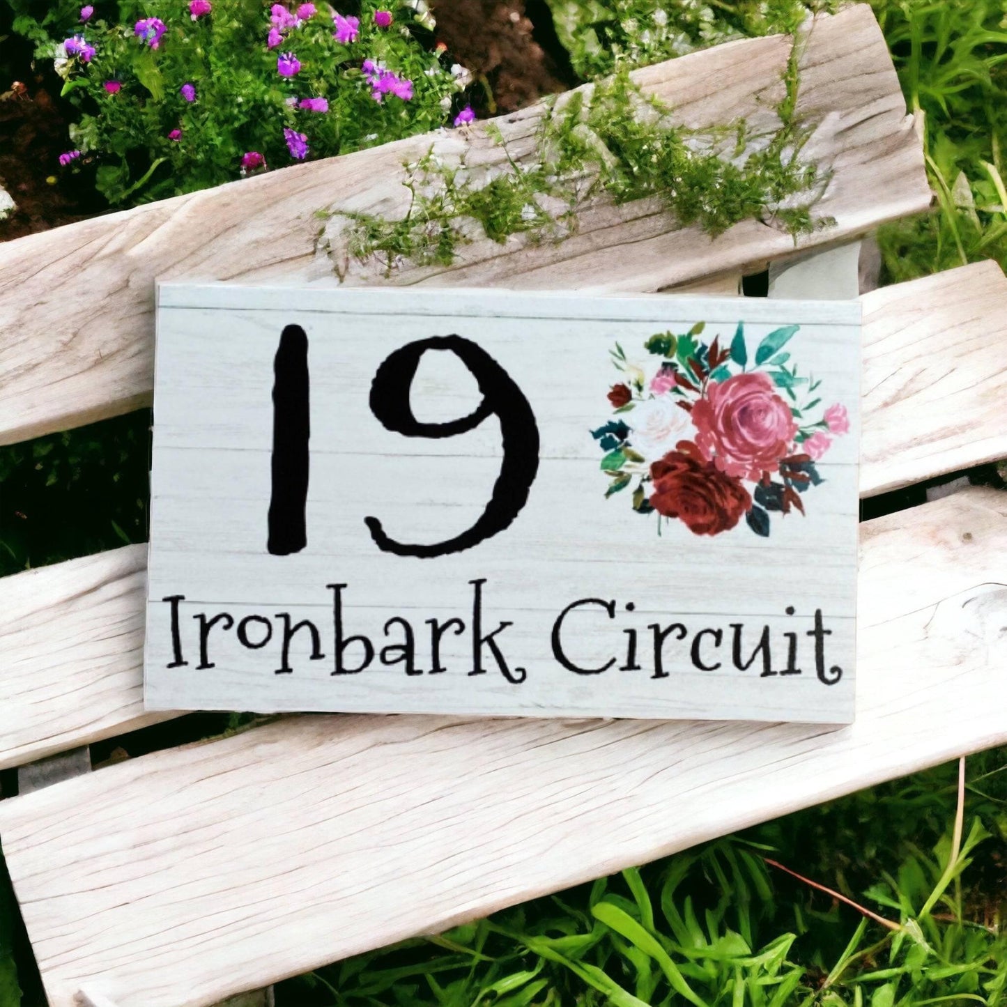 Personalised Street Number Address Floral Custom Cottage Sign - The Renmy Store Homewares & Gifts 