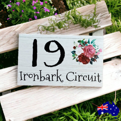 Personalised Street Number Address Floral Custom Cottage Sign - The Renmy Store Homewares & Gifts 