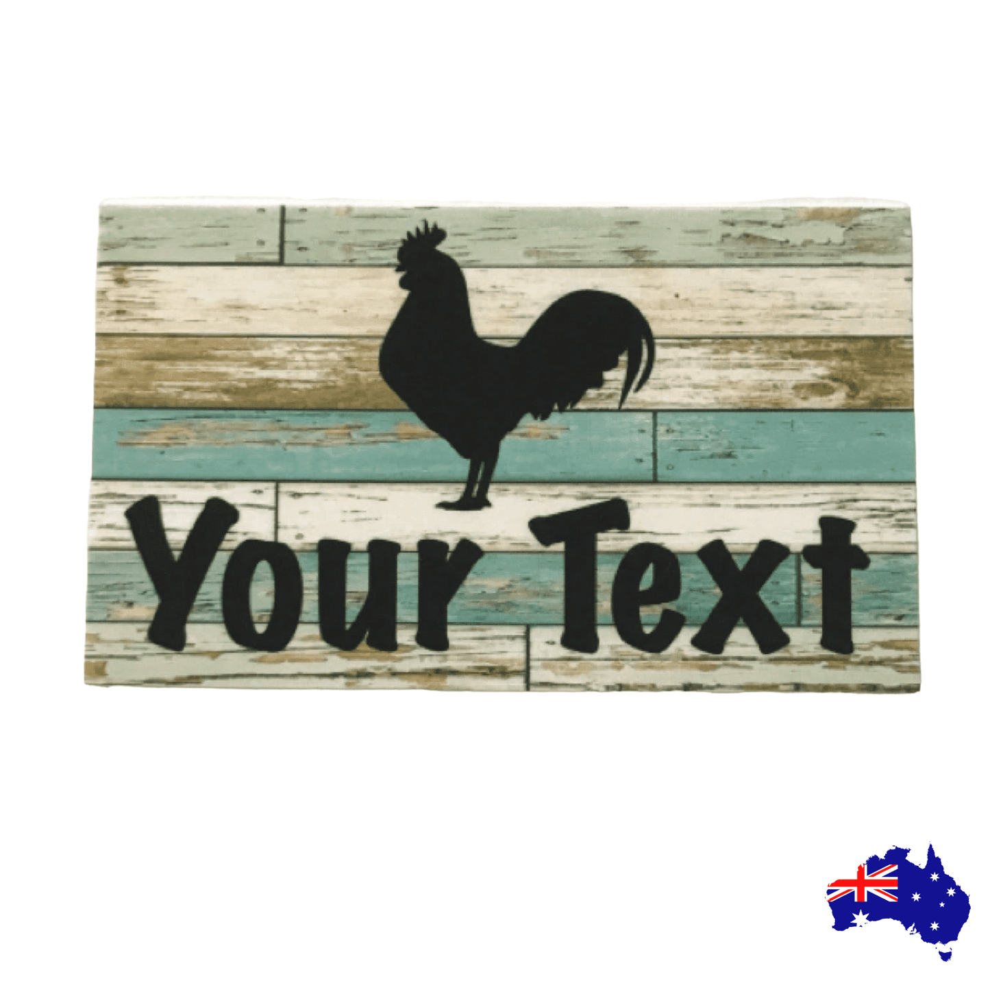 Rooster Chicken Custom Personalised Sign Rustic Blue - The Renmy Store Homewares & Gifts 