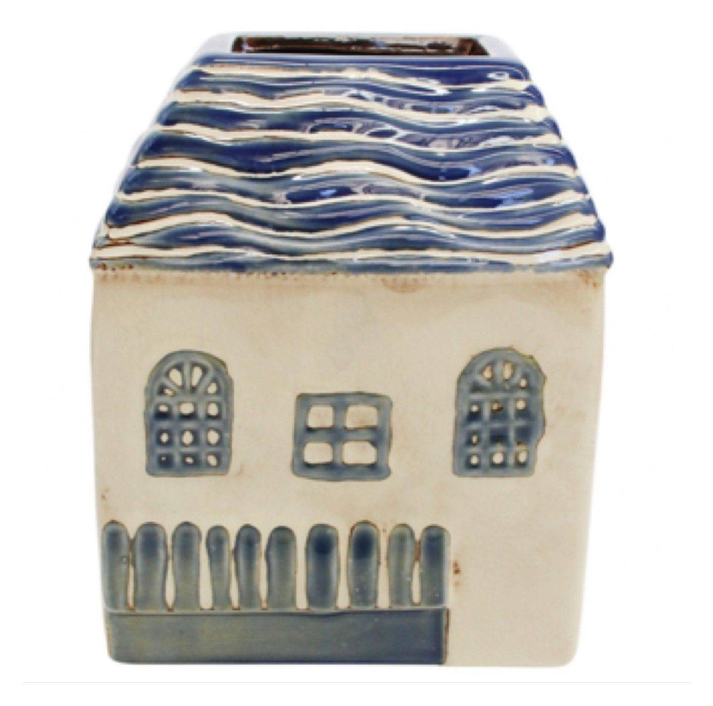 Village House Blue Pot Plant Garden - The Renmy Store Homewares & Gifts 