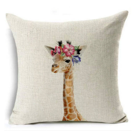 Cushion Cover Giraffe Baby Cute Floral - The Renmy Store Homewares & Gifts 